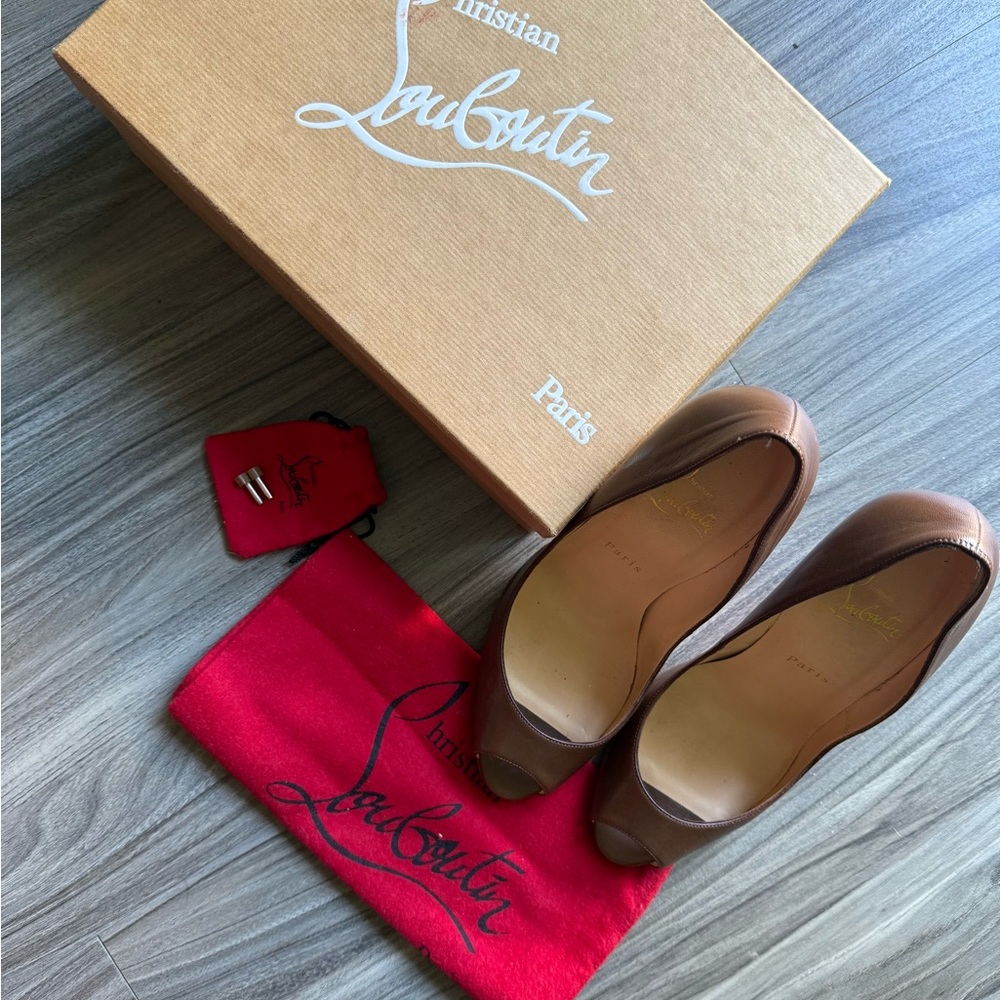 Christian Louboutin Kid Youpi 120 Blush N°5 Peep Toe Pumps